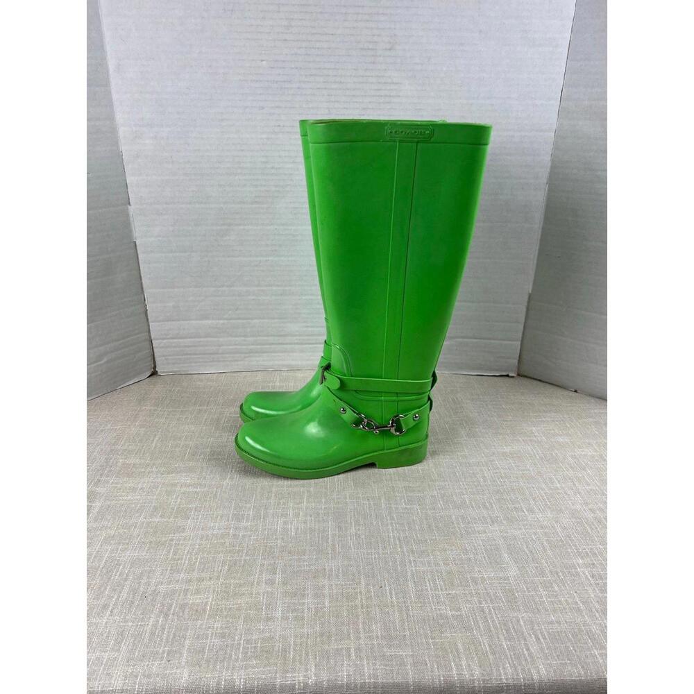 Coach Lori Model Tall Rubber Rain Boots Womens Sz 6 - Picture 2 of 12